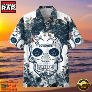 NFL Dallas Cowboys Summer Hawaiian Shirt Pattern Flower Skull