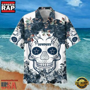 NFL Dallas Cowboys Summer Hawaiian Shirt Pattern Flower Skull