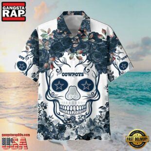 NFL Dallas Cowboys Summer Hawaiian Shirt Pattern Flower Skull