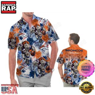 NFL Denver Broncos America Flag Tropical Floral Custom Hawaiian Shirt