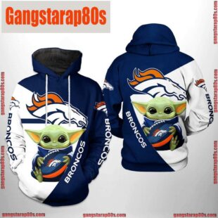 NFL Denver Broncos Baby Yoda Team 3D Printed Hoodie Shirt