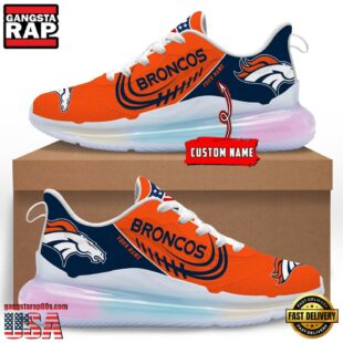 NFL Denver Broncos Custom Rainbow Atmospheric Cushion Running Shoes, Women's Sneaker