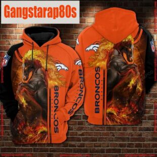 NFL Denver Broncos Football Fire 3D Hoodie Shirt