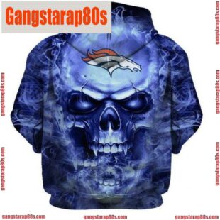 NFL Denver Broncos Football Skull Hoodie All Over Print Hoodie Shirt