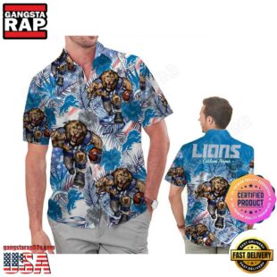 NFL Detroit Lions America Flag Tropical Floral Custom Hawaiian Shirt