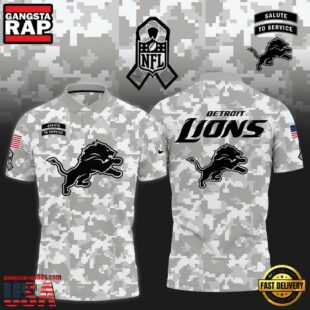 NFL Detroit Lions Camo 2024 Salute to Service Polo Shirt