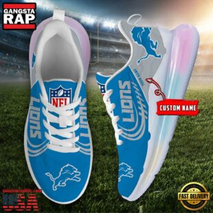 NFL Detroit Lions Custom Rainbow Atmospheric Cushion Running Shoes, Women's Sneaker