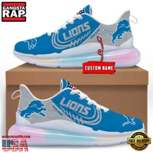 NFL Detroit Lions Custom Rainbow Atmospheric Cushion Running Shoes, Women's Sneaker