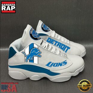 NFL Detroit Lions White Air Jordan 13 Sneaker Shoes - Gift For Fans