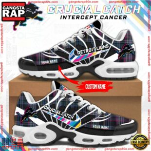 NFL Detroit LionsCrucial Catch Intercept Cancer Air Max Plus Shoes Sneaker