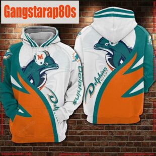 NFL Dolphins Orange Football Skull 3D Hoodie Shirt