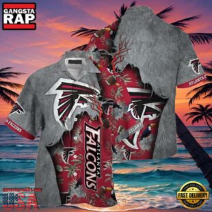 NFL Falcons Hawaiian Shirt Red Silver