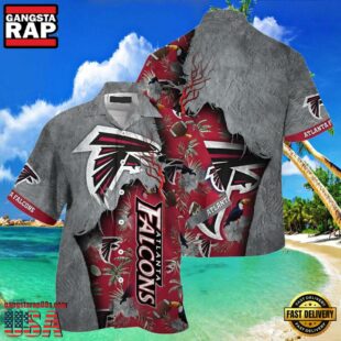 NFL Falcons Hawaiian Shirt Red Silver