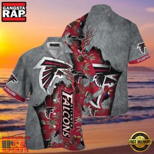 NFL Falcons Hawaiian Shirt Red Silver