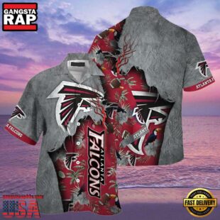 NFL Falcons Hawaiian Shirt Red Silver