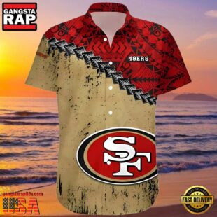 NFL Francisco 49ers Hawaiian Shirt Grunge Polynesian Tattoo