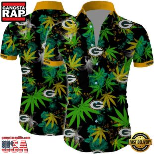 NFL Green bay packers cannabis Summer Short Sleeve Hawaiian Beach Shirt