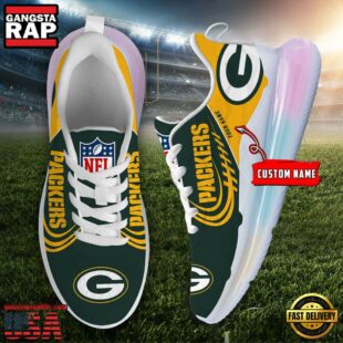 NFL Green Bay Packers Custom Rainbow Atmospheric Cushion Running Shoes, Women's Sneaker