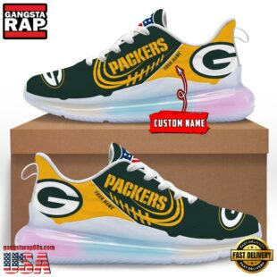 NFL Green Bay Packers Custom Rainbow Atmospheric Cushion Running Shoes, Women's Sneaker