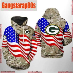 NFL Green Bay Packers US Flag Camo Veteran Team 3D Printed Hoodie Shirt