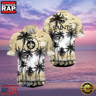 NFL Hawaiian Saints Shirt Tropical Island Palm Tree Graphic