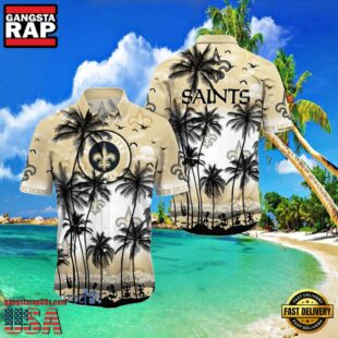 NFL Hawaiian Saints Shirt Tropical Island Palm Tree Graphic