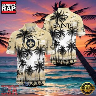 NFL Hawaiian Saints Shirt Tropical Island Palm Tree Graphic