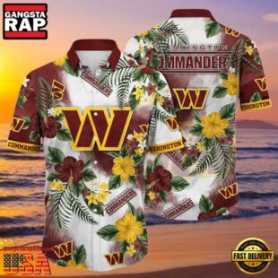 NFL Hington Commanders Hawaiian Shirt Tropical Floral Paradise