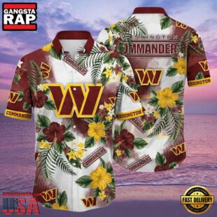 NFL Hington Commanders Hawaiian Shirt Tropical Floral Paradise