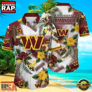 NFL Hington Commanders Hawaiian Shirt Tropical Floral Paradise