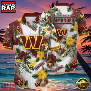 NFL Hington Commanders Hawaiian Shirt Tropical Floral Paradise