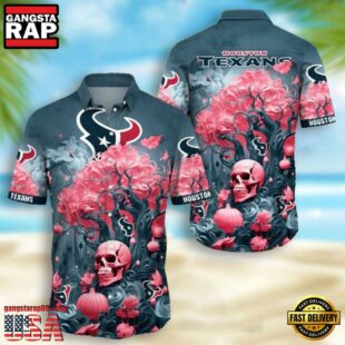 NFL Houston Texans Skull Pumpkin Halloween Hawaiian Shirt