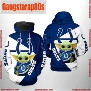 NFL Indianapolis Colts Baby Yoda Team 3D Printed Hoodie Shirt