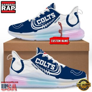 NFL Indianapolis Colts Custom Rainbow Atmospheric Cushion Running Shoes, Women's Sneaker