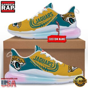 NFL Jacksonville Jaguars Custom Rainbow Atmospheric Cushion Running Shoes, Women's Sneaker