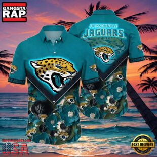 NFL Jacksonville Jaguars Hawaiian Shirt Floral Bloom Graphic