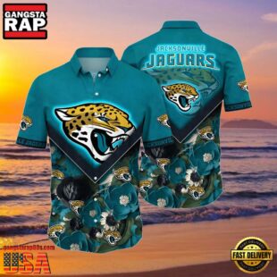 NFL Jacksonville Jaguars Hawaiian Shirt Floral Bloom Graphic