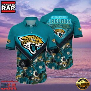 NFL Jacksonville Jaguars Hawaiian Shirt Floral Bloom Graphic