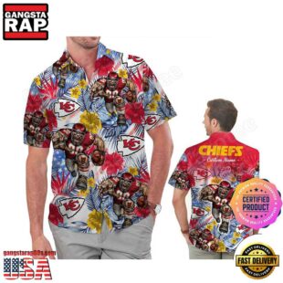 NFL Kansas City Chiefs America Flag Tropical Floral Custom Hawaiian Shirt