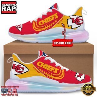 NFL Kansas City Chiefs Custom Rainbow Atmospheric Cushion Running Shoes, Women's Sneaker