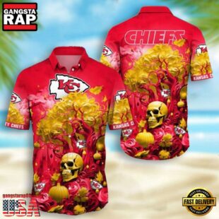 NFL Kansas City Chiefs Skull Pumpkin Halloween Hawaiian Shirt