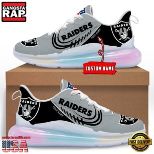 NFL Las Vegas Raiders Custom Rainbow Atmospheric Cushion Running Shoes, Women's Sneaker