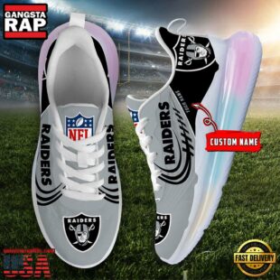 NFL Las Vegas Raiders Custom Rainbow Atmospheric Cushion Running Shoes, Women's Sneaker