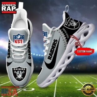 NFL Las Vegas Raiders Football Team Design Max Soul Shoes, Football New Sneaker Shoes