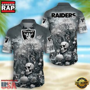 NFL Las Vegas Raiders Skull Pumpkin Halloween Hawaiian Shirt