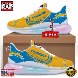 NFL Los Angeles Chargers Custom Rainbow Atmospheric Cushion Running Shoes, Women's Sneaker