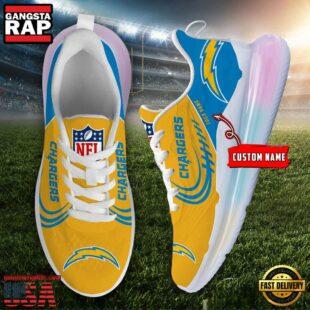 NFL Los Angeles Chargers Custom Rainbow Atmospheric Cushion Running Shoes, Women's Sneaker