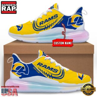 NFL Los Angeles Rams Custom Rainbow Atmospheric Cushion Running Shoes, Women's Sneaker