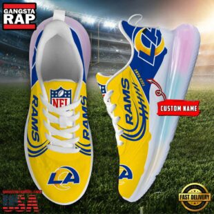 NFL Los Angeles Rams Custom Rainbow Atmospheric Cushion Running Shoes, Women's Sneaker