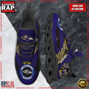 NFL Max Soul Shoes, Baltimore Ravens Clunky Shoes Custom For Fans